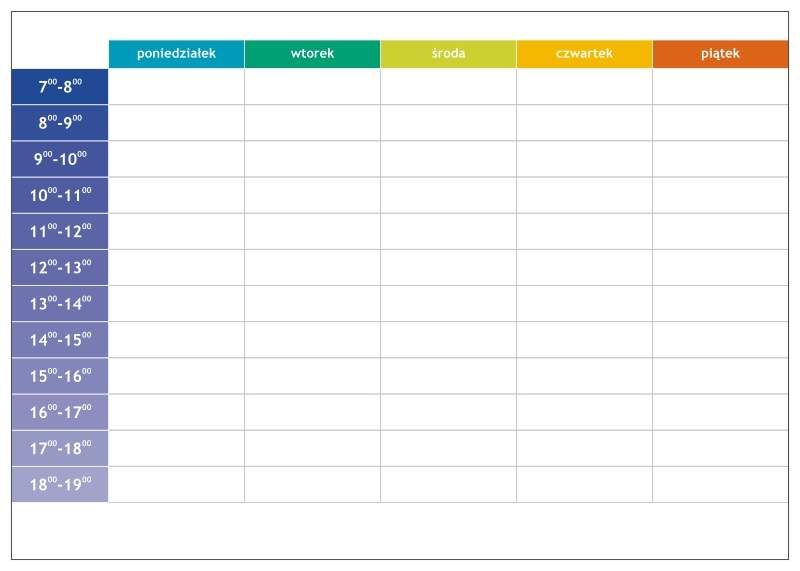 Tablica suchościeralna lean planer tygodniowy z godzinami 056 Deco Strefa